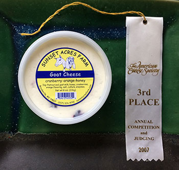 Orange Crandberry Honey chevre - American Cheese Society award winner